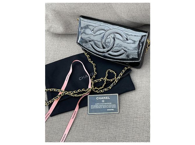 Pochette Chanel in vernice nera Nero - vista 2