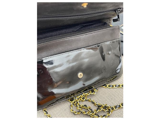 Pochette Chanel in vernice nera Nero - vista 6