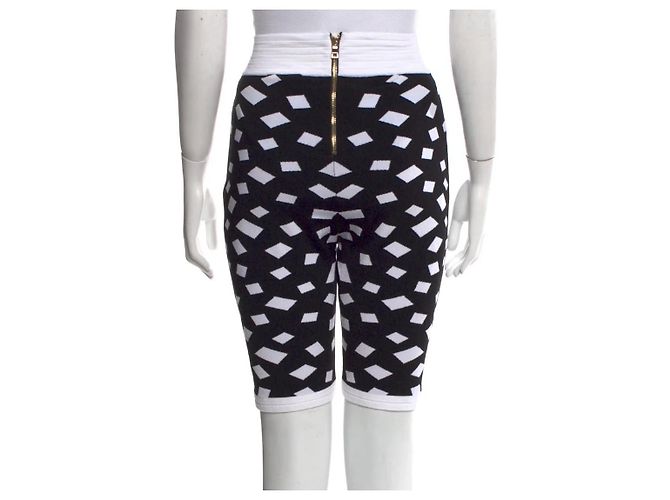 Balmain Jacquard Strickshorts Schwarz Weiß - Ansicht 2