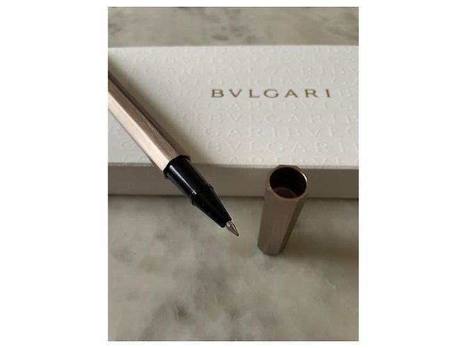 Penna a sfera Bulgari in metallo spazzolato Silver hardware - vista 3