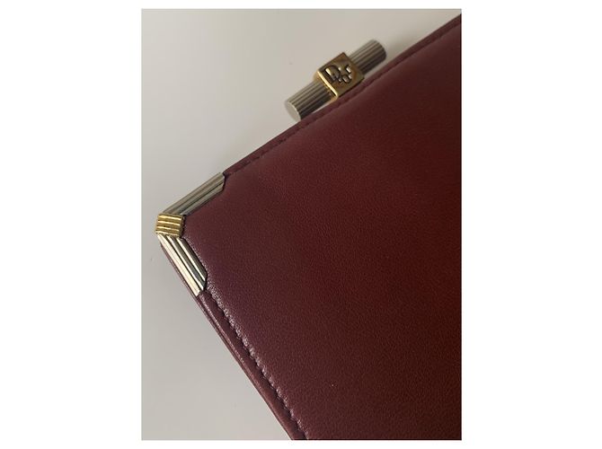 Cartera Christian Dior de cuero burdeos y metal dorado - vista 5
