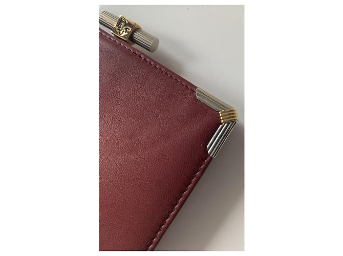 Cartera Christian Dior de cuero burdeos y metal dorado - vista 6
