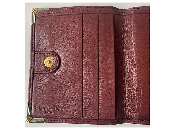 Cartera Christian Dior de cuero burdeos y metal dorado - vista 9