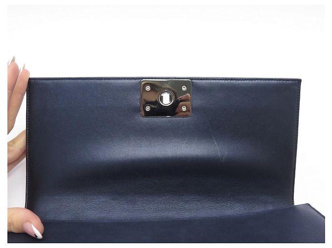 BORSA A MANO CHANEL POCHETTE BOY STRASS SWAROVSKI BLU POCHETTE IN PELLE BLU POCHETTE Blu navy - vista 5