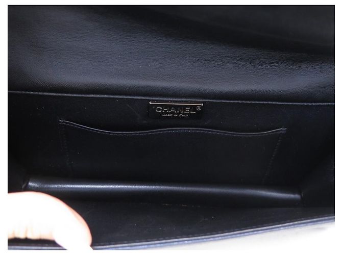BORSA A MANO CHANEL POCHETTE BOY STRASS SWAROVSKI BLU POCHETTE IN PELLE BLU POCHETTE Blu navy - vista 6