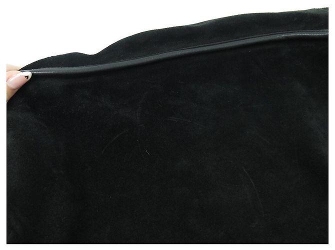 BORSA A MANO LONGCHAMP BALZANE IN PELLE E CAMOSCIO NERA - vista 8