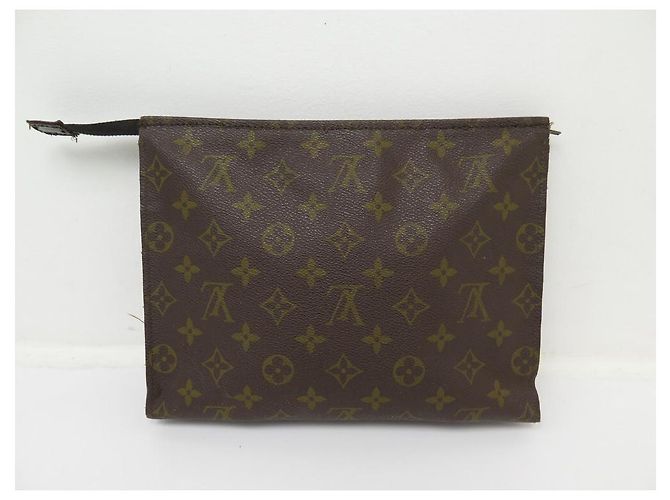 NECESER LOUIS VUITTON VINTAGE POUCH 26 LONA DE BOLSA DE MONOGRAMA Castaño - vista 2