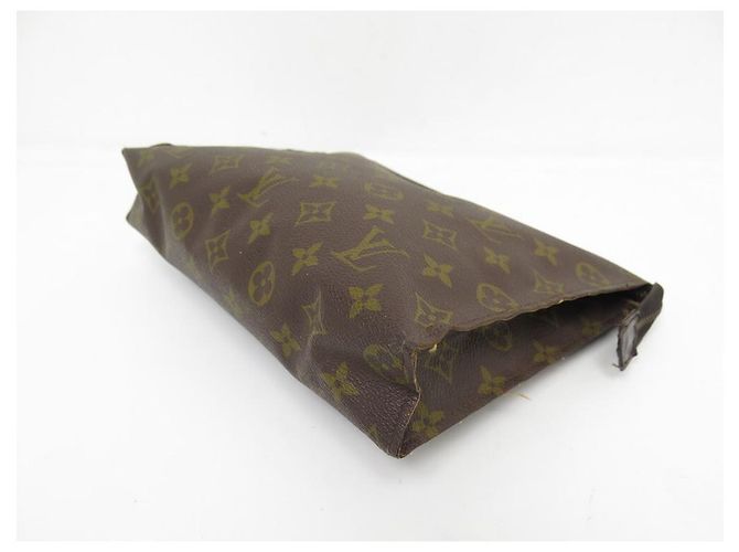 NECESER LOUIS VUITTON VINTAGE POUCH 26 LONA DE BOLSA DE MONOGRAMA Castaño - vista 3