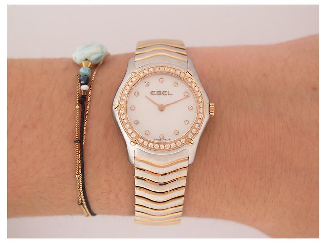 NEUE EBEL CLASSIC WAVE SPORTUHR 1256F2S 27 MM-QUARZ-DIAMANT-UHR Silber - Ansicht 9