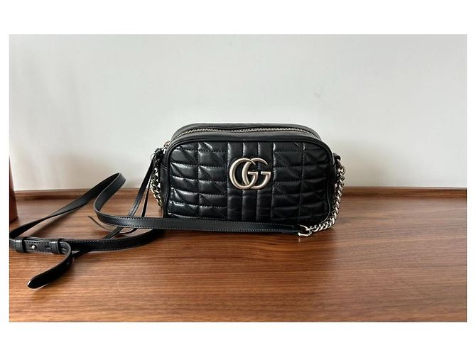 Gucci Marmont gesteppte Leder Handtasche Schwarz - Ansicht 2