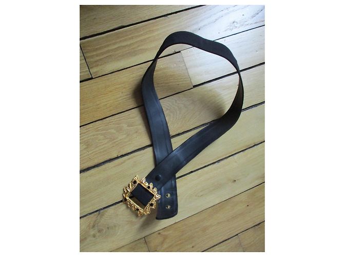 Cinturón Carven de seda negro con hebilla dorada - vista 6