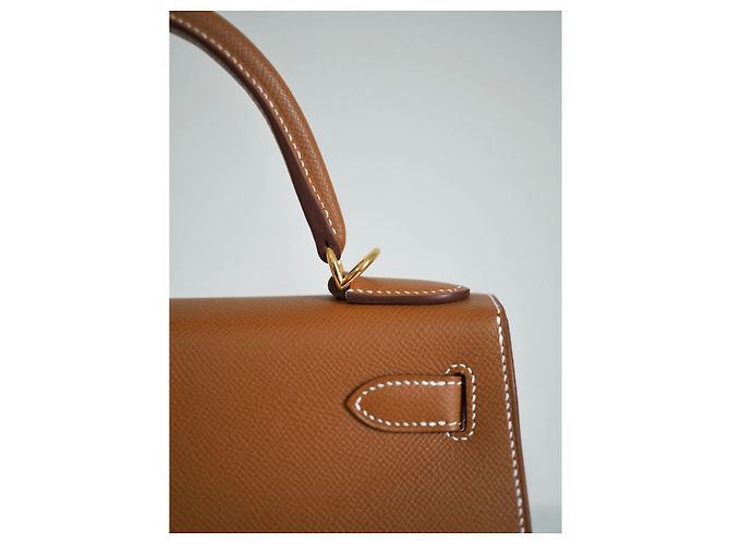 Hermès Kelly 28 Hardware dorato Epsom Gold Caramello - vista 12