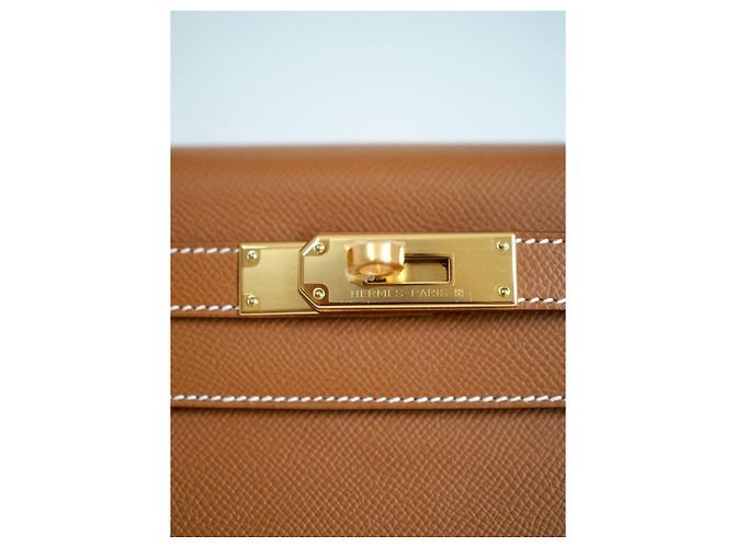 Hermès Kelly 28 Hardware dorato Epsom Gold Caramello - vista 4