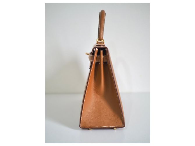 Hermès Kelly 28 Hardware dorato Epsom Gold Caramello - vista 5