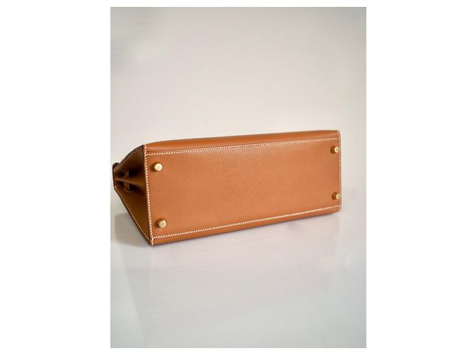 Hermès Kelly 28 Hardware dorato Epsom Gold Caramello - vista 6