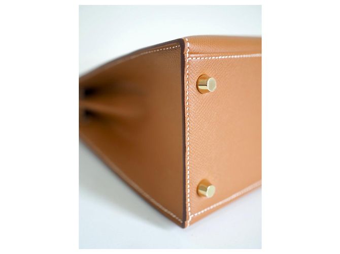 Hermès Kelly 28 Hardware dorato Epsom Gold Caramello - vista 8