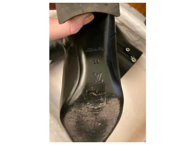 Louis Vuitton Stivaletti Louise in Pelle Nera Nero - vista 5