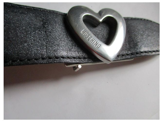 Moschino Anthracite leather belt. Dark grey - view 2