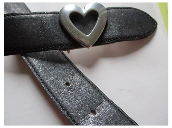 Moschino Anthracite leather belt. Dark grey - view 3