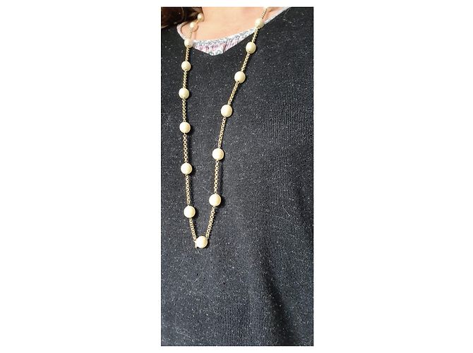 Chanel long necklace golden metal - view 2