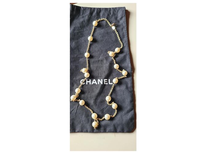 Chanel long necklace golden metal - view 8