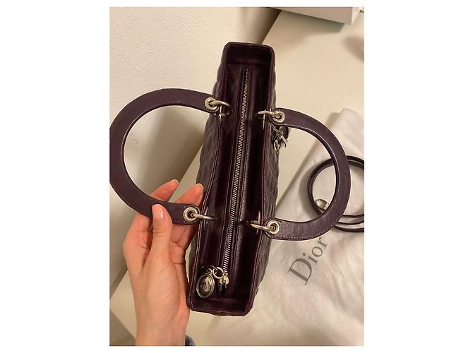 Borsa grande Lady Dior viola scuro - vista 12