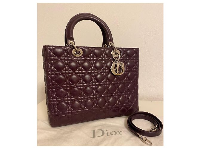 Borsa grande Lady Dior viola scuro - vista 13