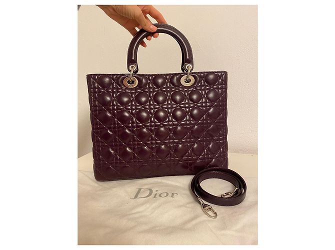 Borsa grande Lady Dior viola scuro - vista 15