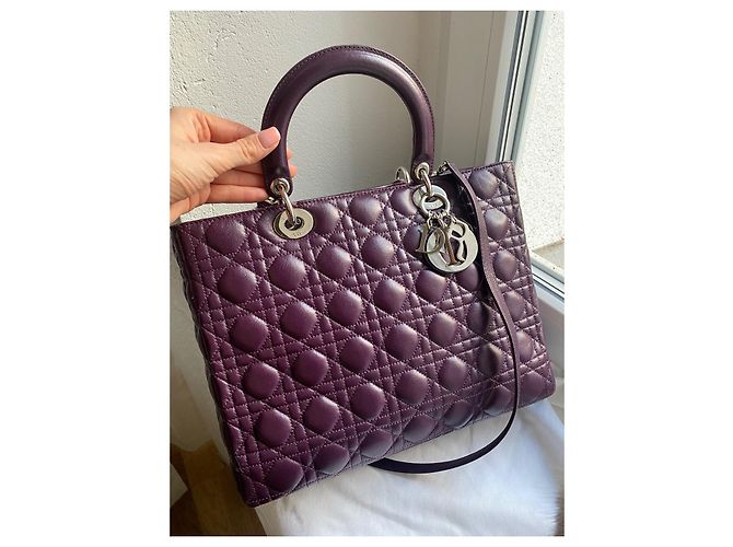 Borsa grande Lady Dior viola scuro - vista 2