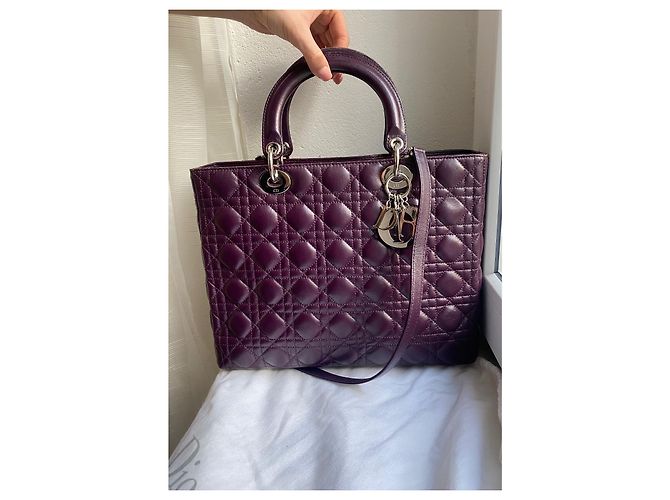 Borsa grande Lady Dior viola scuro - vista 3