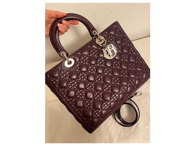 Borsa grande Lady Dior viola scuro - vista 6