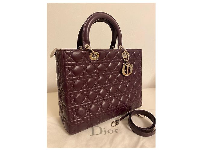 Borsa grande Lady Dior viola scuro - vista 7
