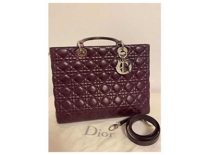 Borsa grande Lady Dior viola scuro - vista 8