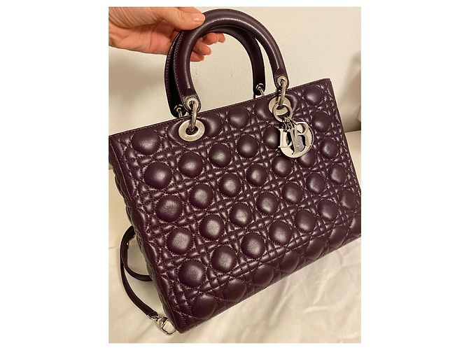Borsa grande Lady Dior viola scuro - vista 9
