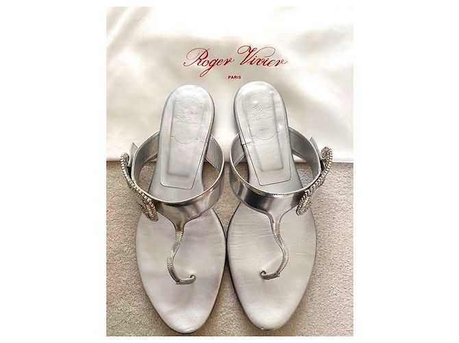 Sandali Roger Vivier in pelle argentata 40 Argento - vista 2