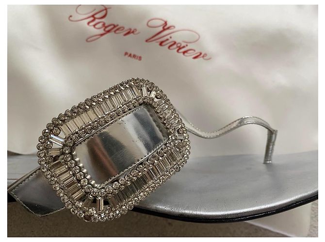 Sandali Roger Vivier in pelle argentata 40 Argento - vista 3