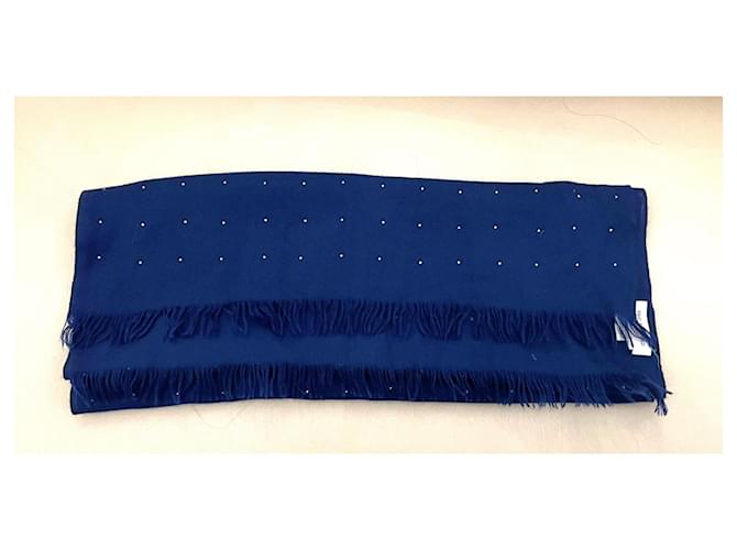 Sciarpa Eric Bompard in cashmere blu con cristalli argentati - vista 2