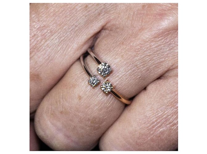 Autre Marque Anello TRIO in oro bianco e oro rosa con diamanti D'oro - vista 6