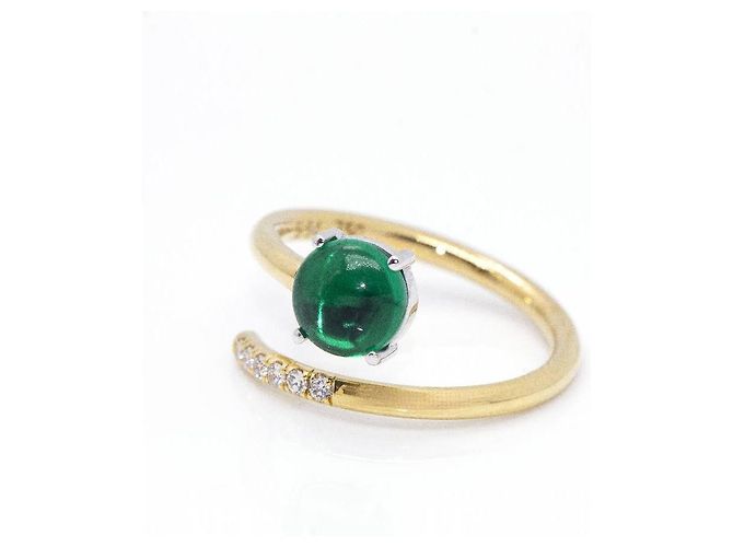 Autre Marque RAY Anello in oro e smeraldo. D'oro Verde - vista 4