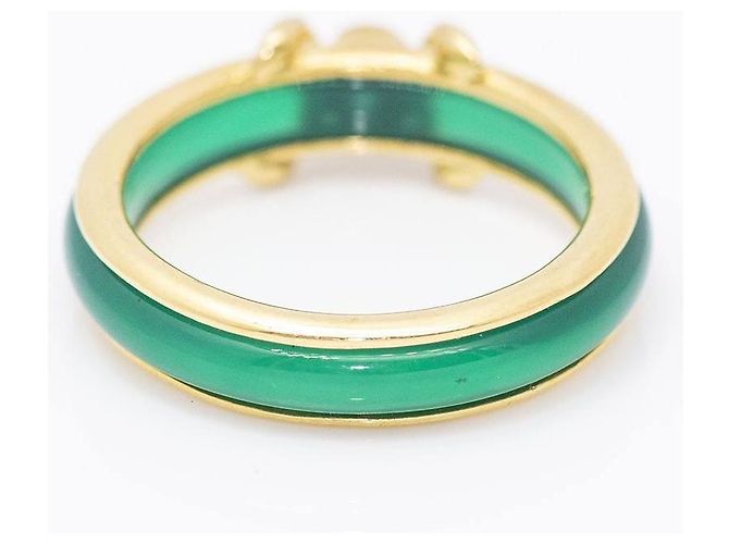 Autre Marque Anello in Oro con Agata e Diamante. D'oro Verde - vista 3
