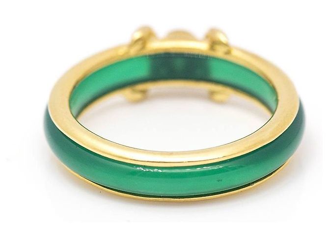 Autre Marque Anello in Oro con Agata e Diamante. D'oro Verde - vista 4