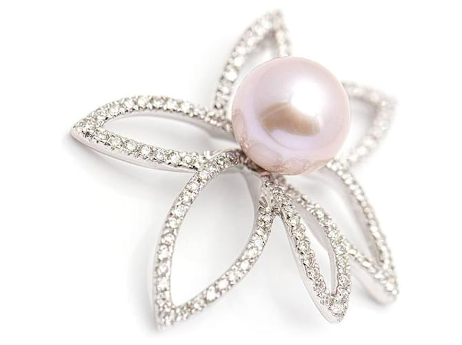Autre Marque Ciondolo fiore d'oro e perla. Rosa - vista 3