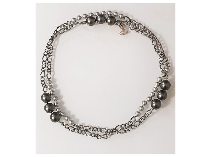 Parure collana  e orecchini DOLCE & GABBANA acciaio perle grigio antracite Argento - vista 3