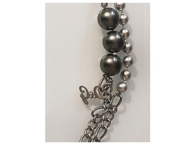 Parure collana  e orecchini DOLCE & GABBANA acciaio perle grigio antracite Argento - vista 5
