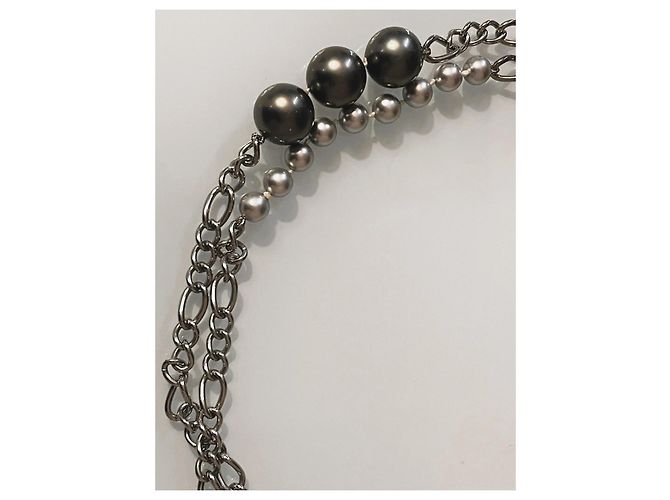 Parure collana  e orecchini DOLCE & GABBANA acciaio perle grigio antracite Argento - vista 7