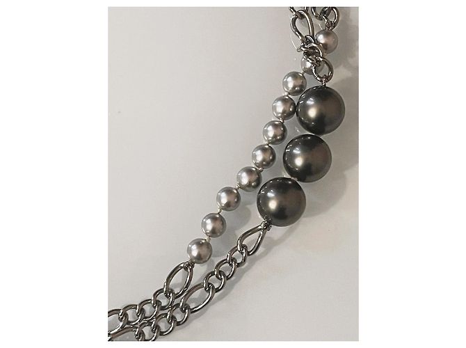 Parure collana  e orecchini DOLCE & GABBANA acciaio perle grigio antracite Argento - vista 9