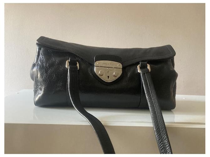 Borsa a tracolla in pelle nera Sound Lock di Prada Nero - vista 2