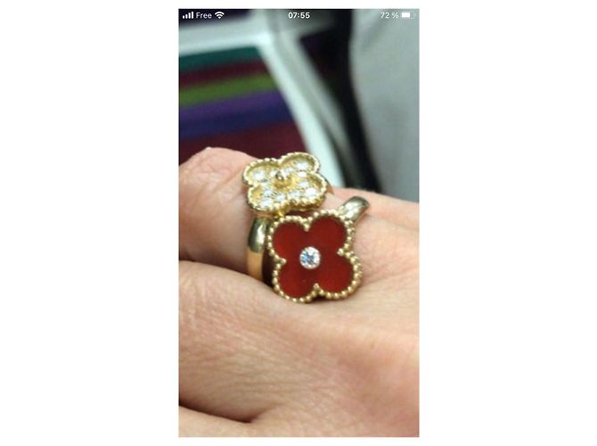 Van Cleef & Arpels Vintage Alhambra Ring Gelbgold Karneol Diamant Golden - Ansicht 2