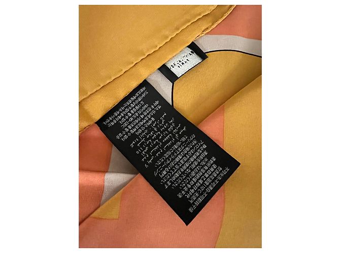 Sciarpa Saint Laurent in seta bianca beige arancione gialla Bianco Giallo Senape - vista 8