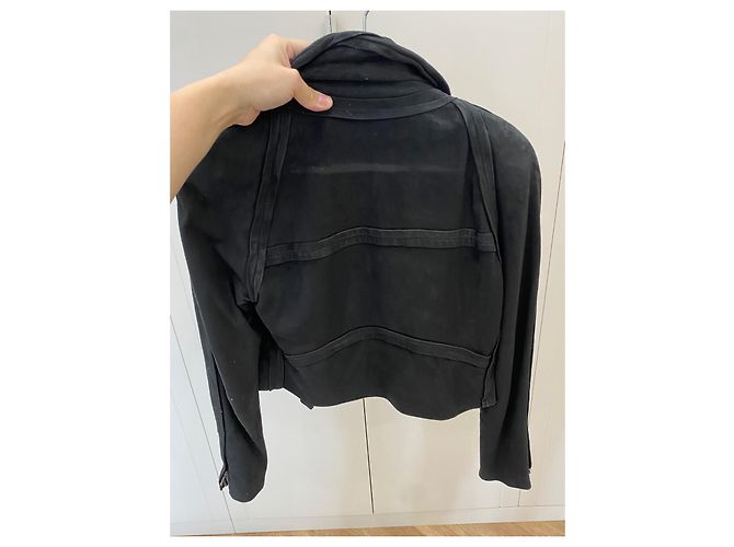 Fendi Cropped Suede Jacket Black - view 2